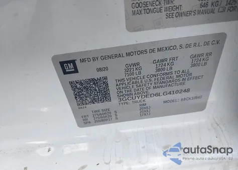 2020 Chevrolet Silverado 1500 4Wd Short Bed Lt from USA, damaged, VIN 3GCUYDED6LG410248